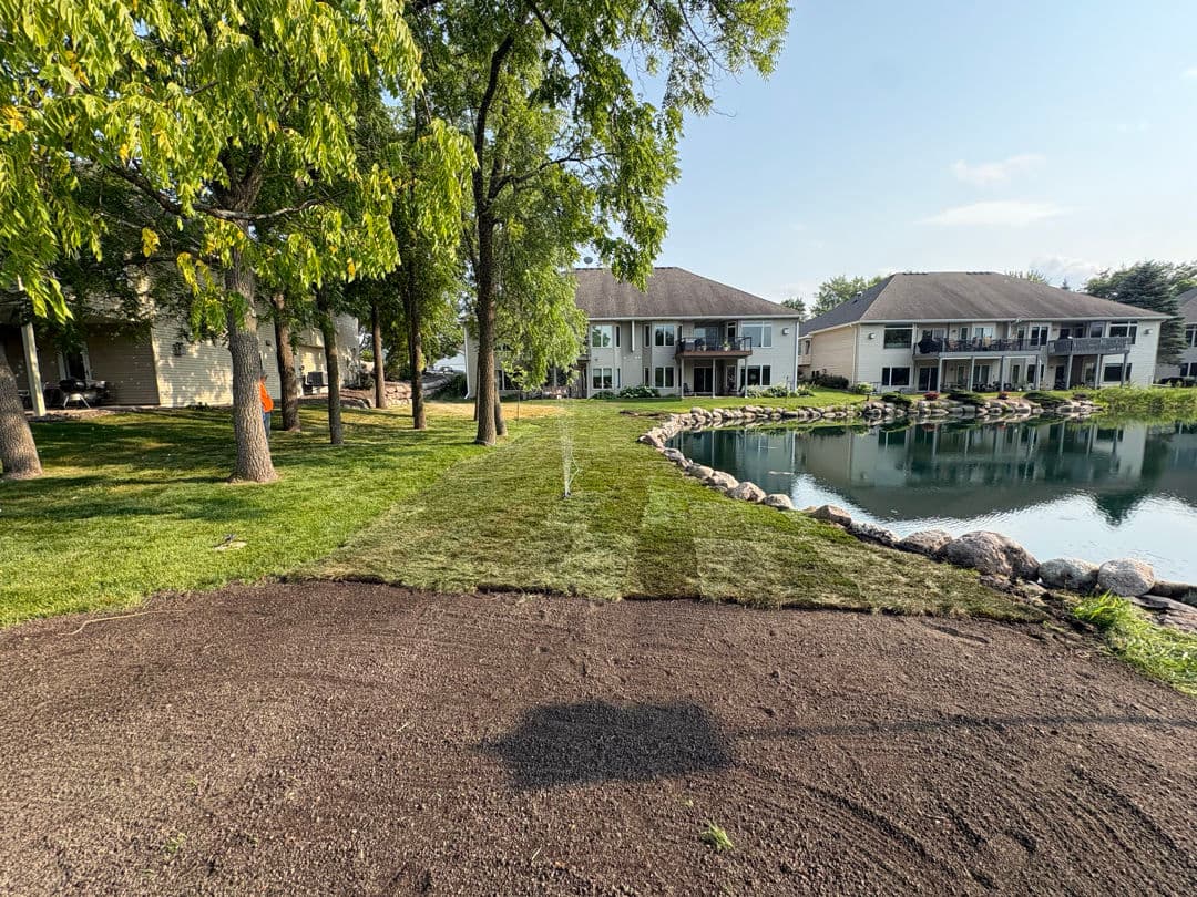 Pond Shoreline Cleanup and Sod Install Along the Water image