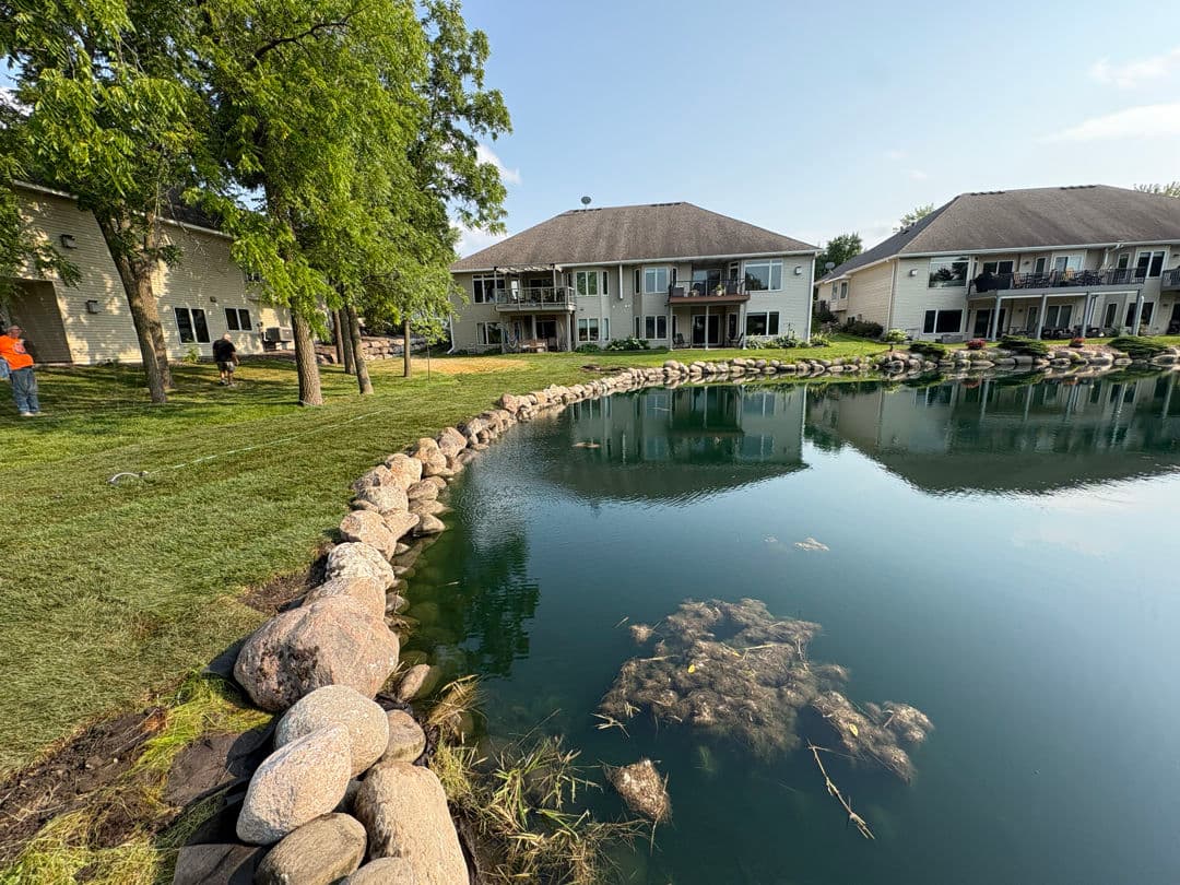 Gallery photos for Pond Shoreline Cleanup and Sod Install Along the Water: Image #1