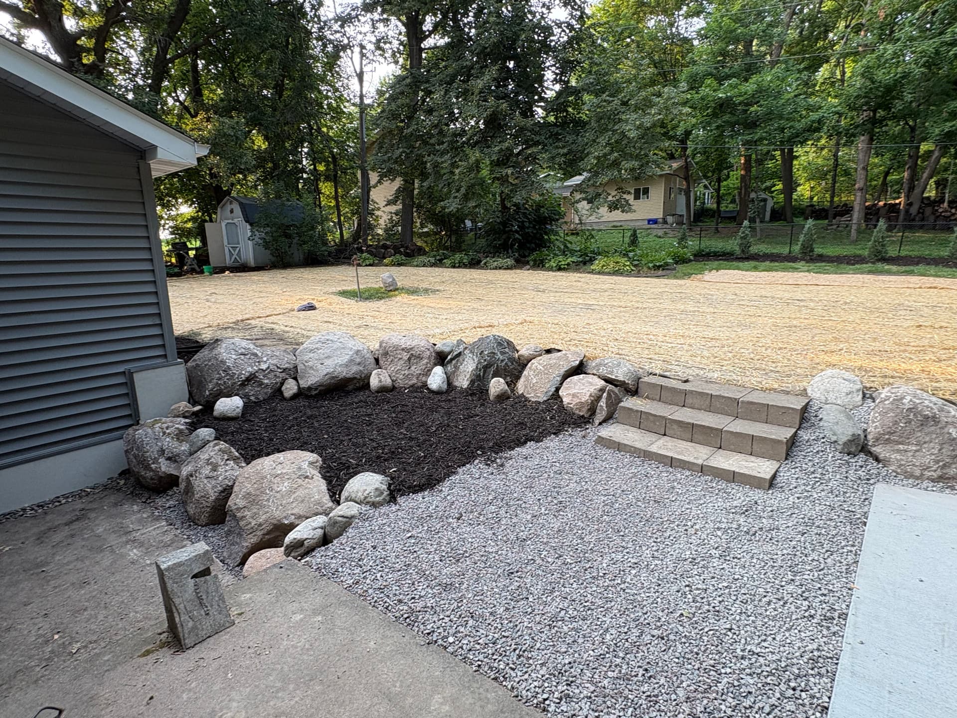 Gallery photos for Full Backyard Remodel With Patio, Fire Pit and Fresh Landscaping: Image #1